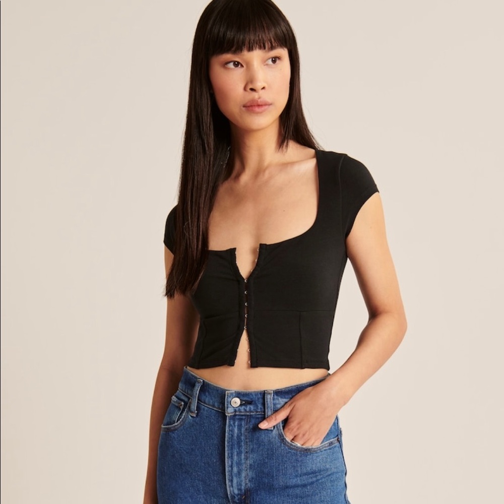 A&F Black cotton seamless corset top